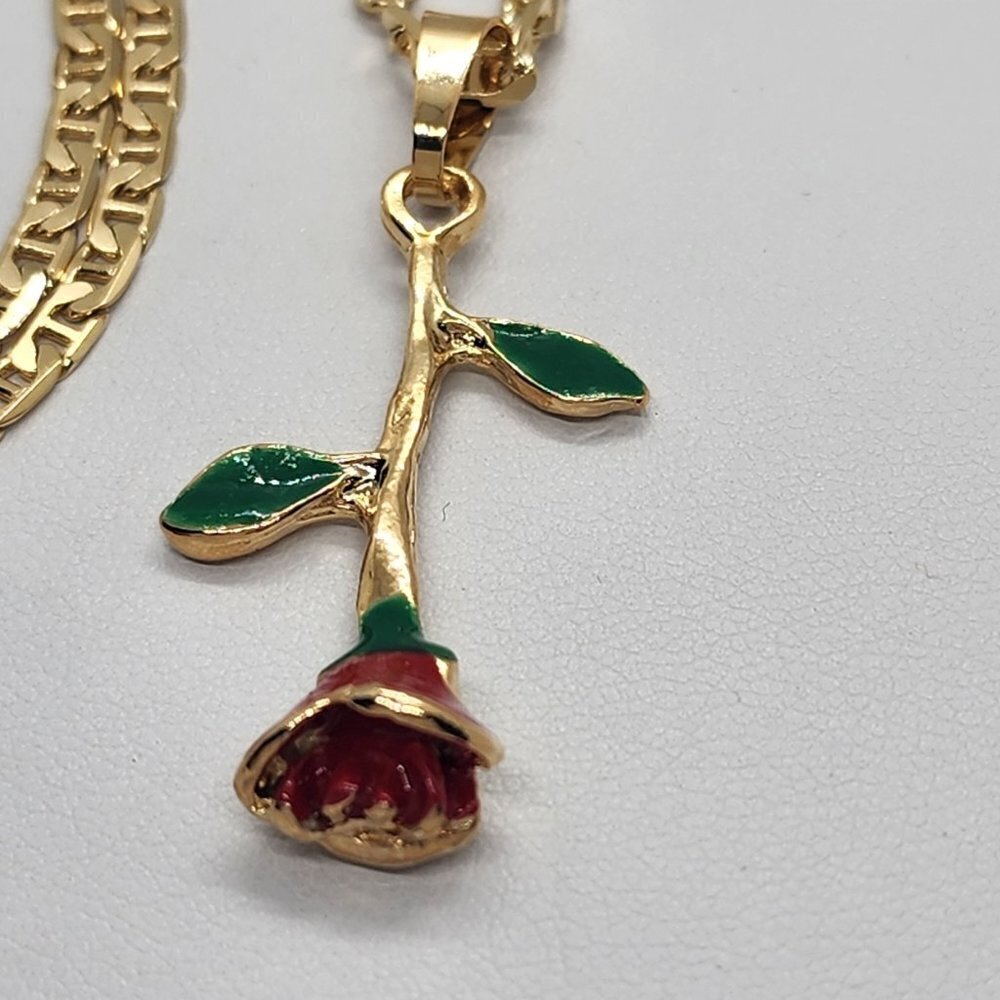 Brand New Brazilian 18k Gold Filled Rose Necklace - Picture 4 of 4